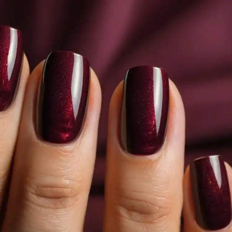 Glittery Burgundy Gel Nail Strips Kit