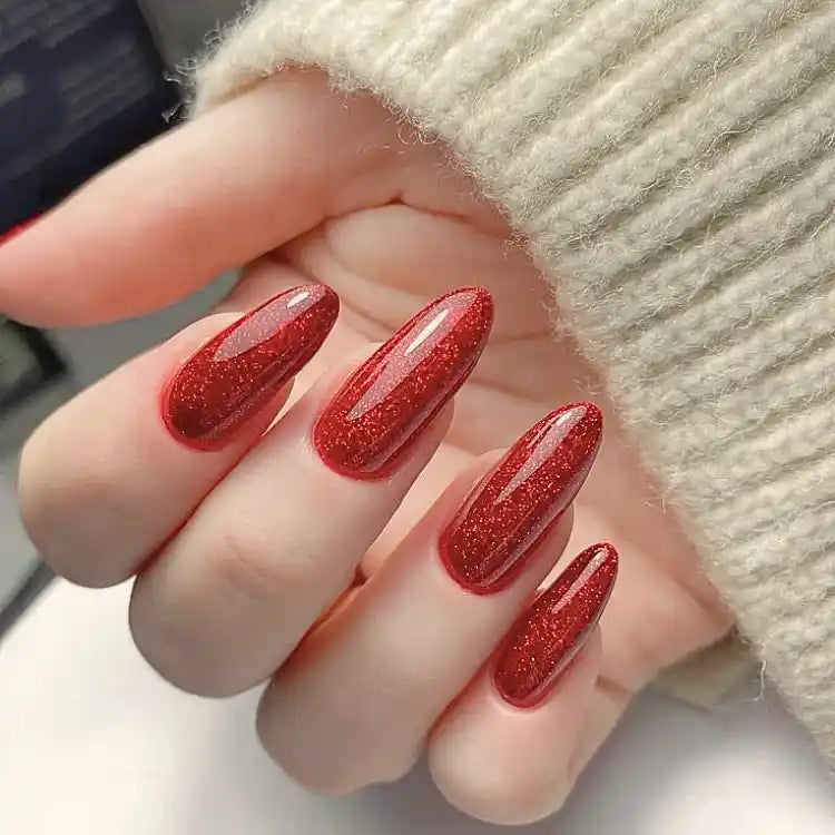 Glittery Red Gel Nail Strips Kit
