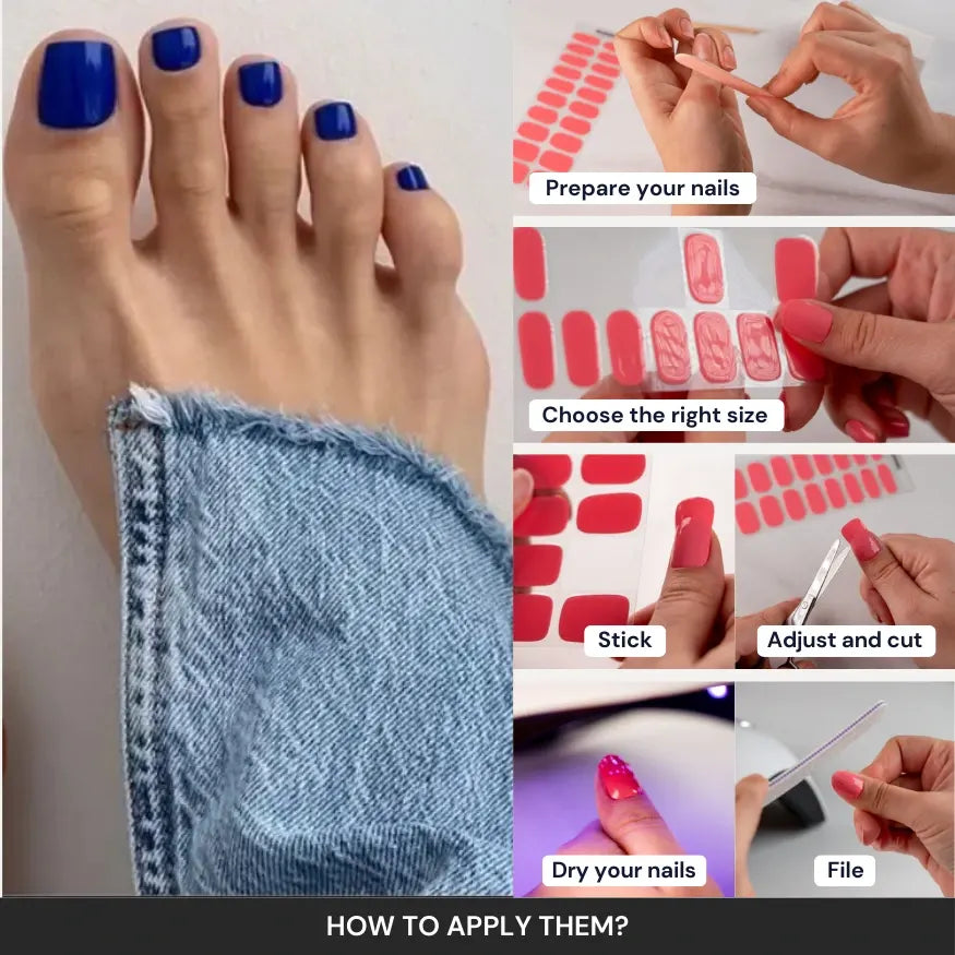 Navy Blue Gel Pedicure Strips Kit