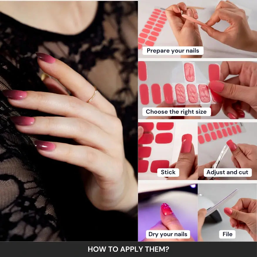 Black and Red Babyboomer Gel Nail How to use