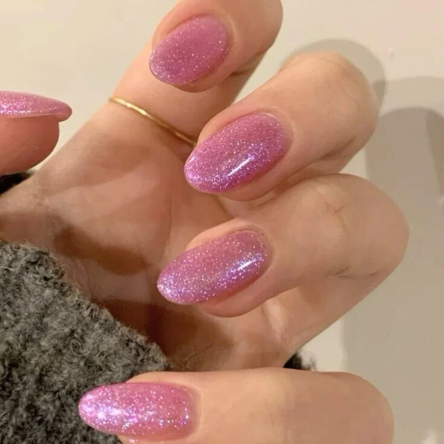 Glitter Pink Gel Nail Wraps