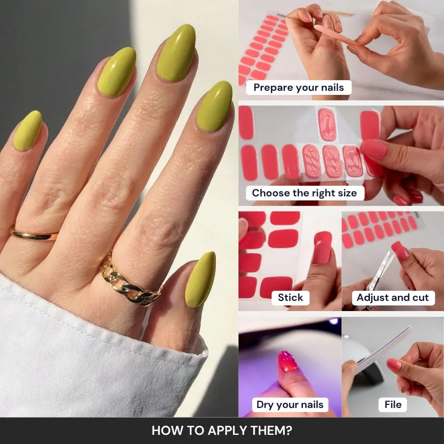 How to use Apple Green Gel Nail Wraps