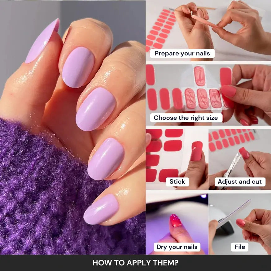 Lilac Gel Nail Strips How to use