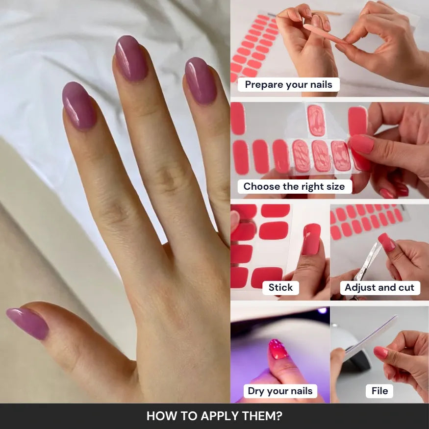 Purple Gel Nail Wraps How to use