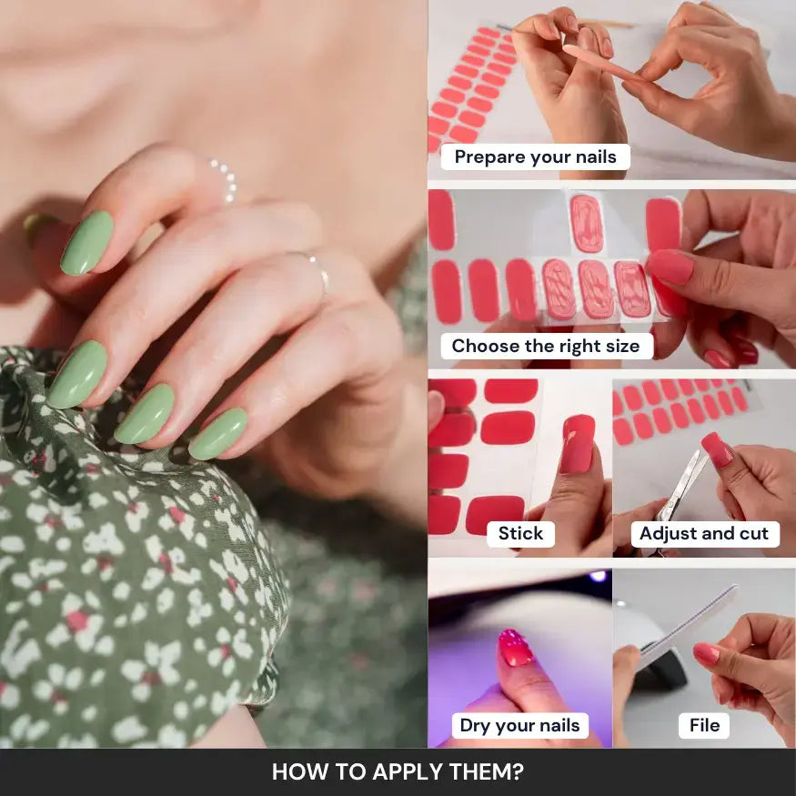 How to use Pastel Green Gel Nail Strips