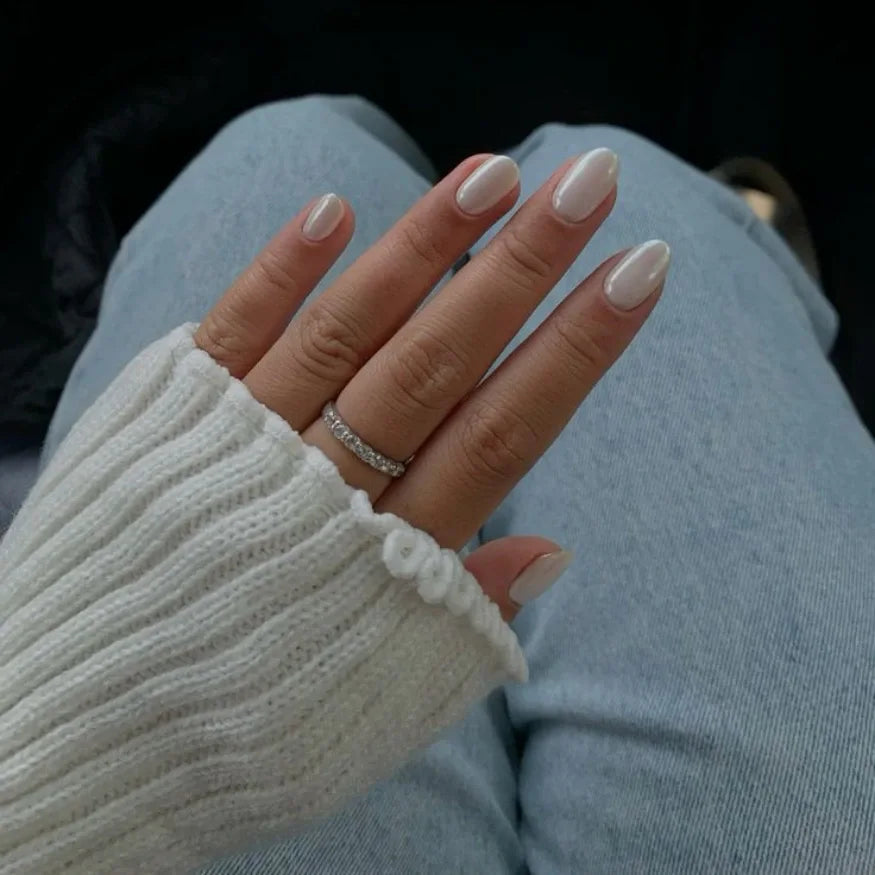Pearl white gel nail wraps