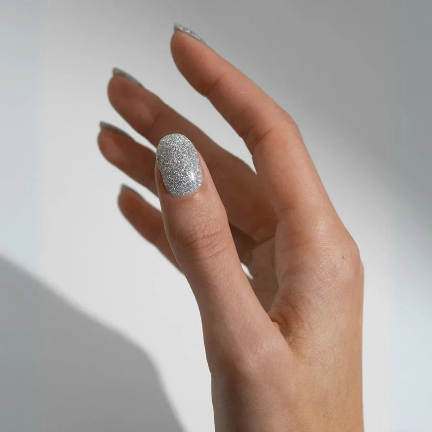Silver glitter gel nail wraps