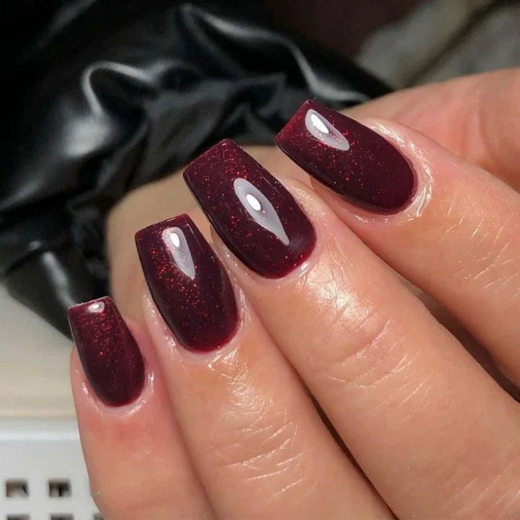 Glittery Burgundy Gel Nail Strips Kit