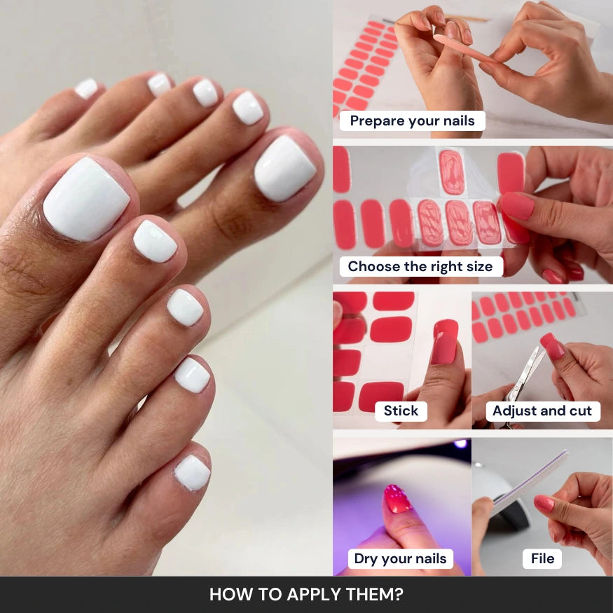 White Gel Pedicure Strips Kit