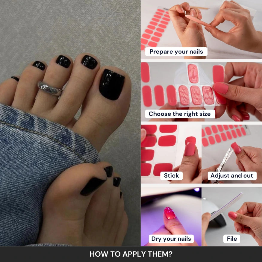 Black Gel Pedicure Strips Kit