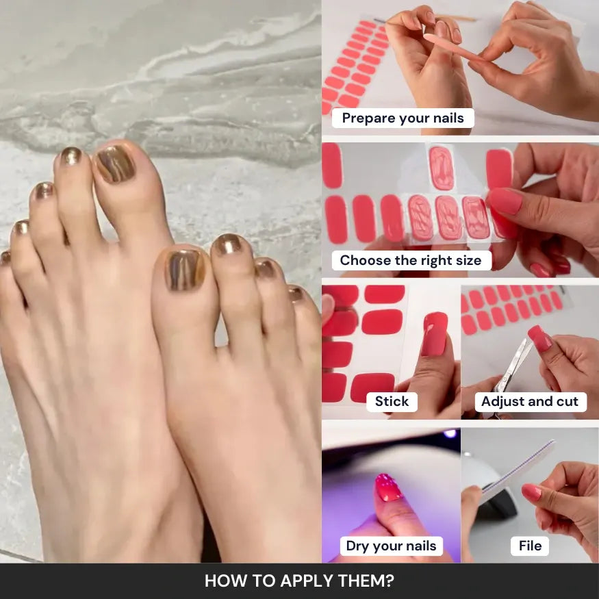 Gold Gel Pedicure Strips Kit