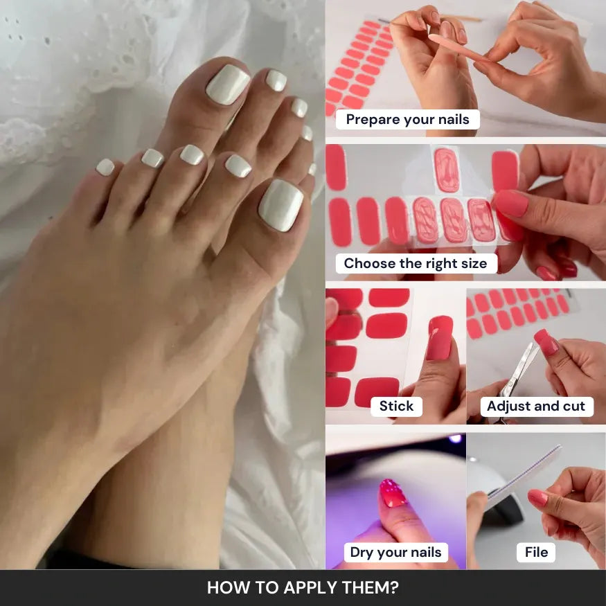 Pearl White Gel Pedicure Strips Kit