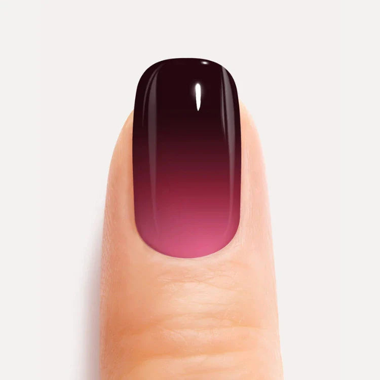 Black and Red Babyboomer Gel Nail Close up