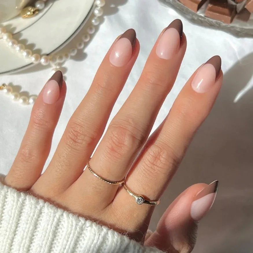 Brown French Gel Nail Strips