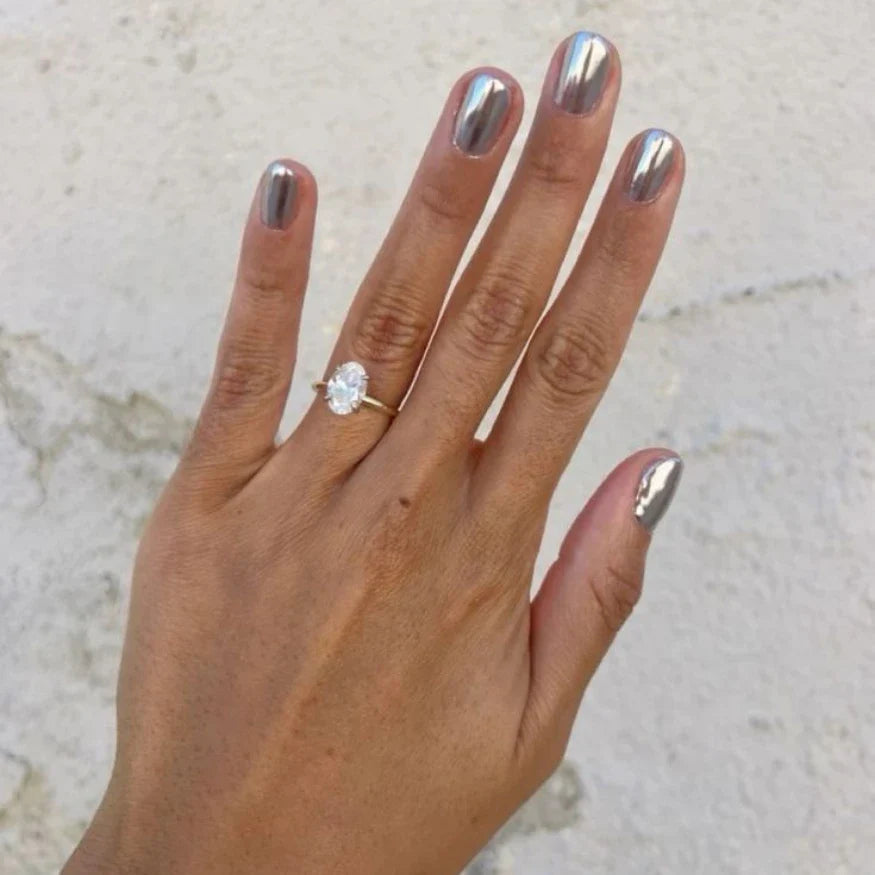 Chrome Gel Nail Strips Closeup