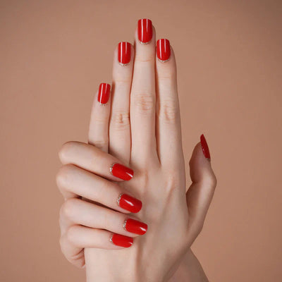 Deep Glittery Red Gel Nail Strips Kit