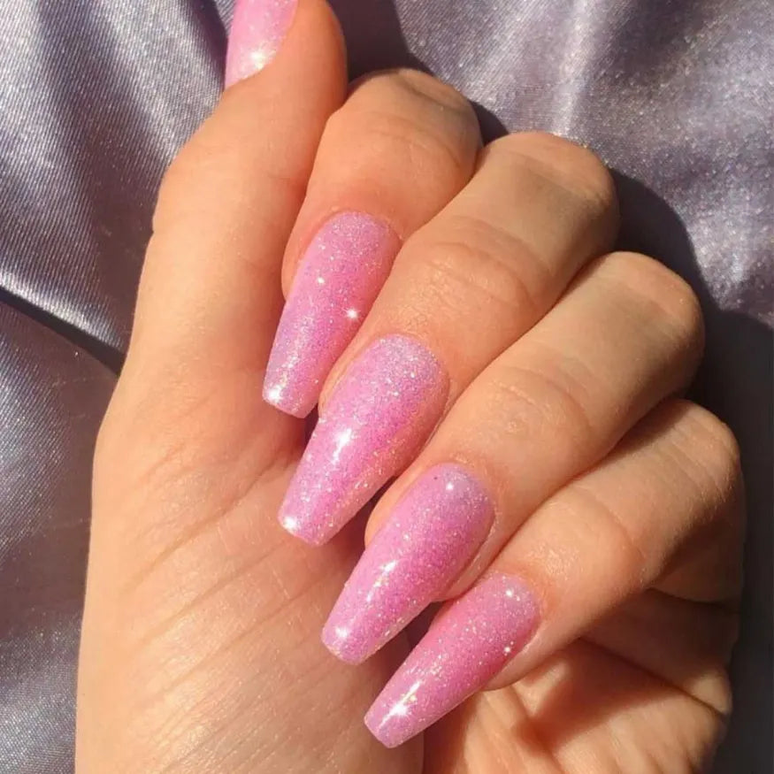 Glitter Pink Gel Nail Strips