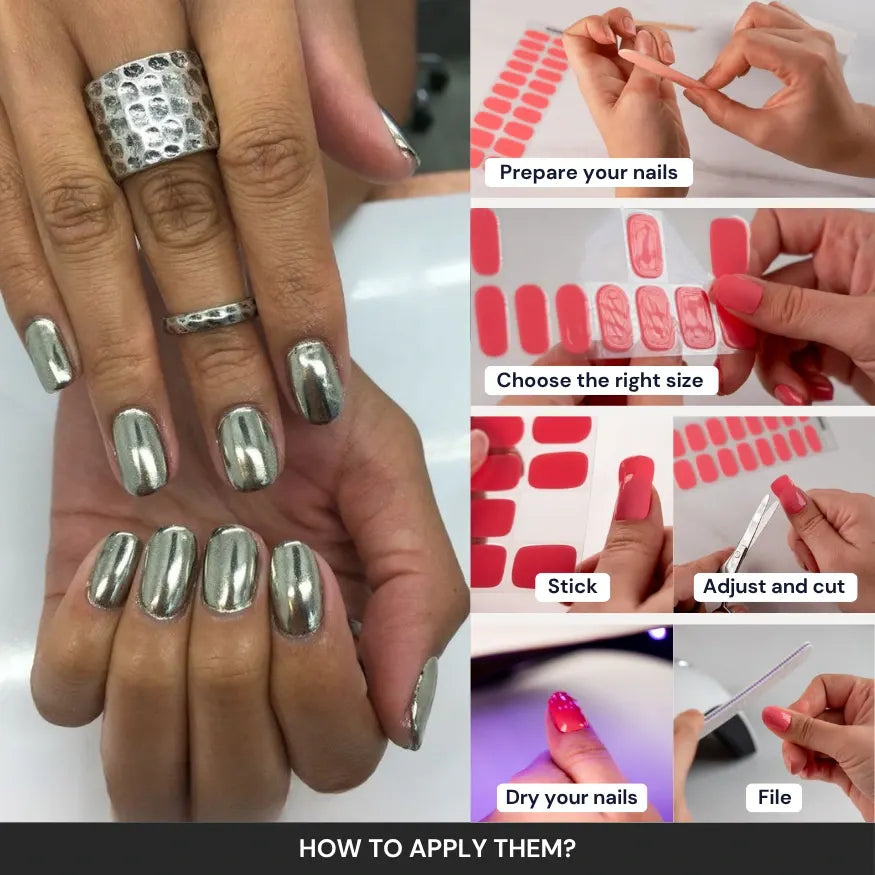 How to use Chrome Gel Nail Strips 