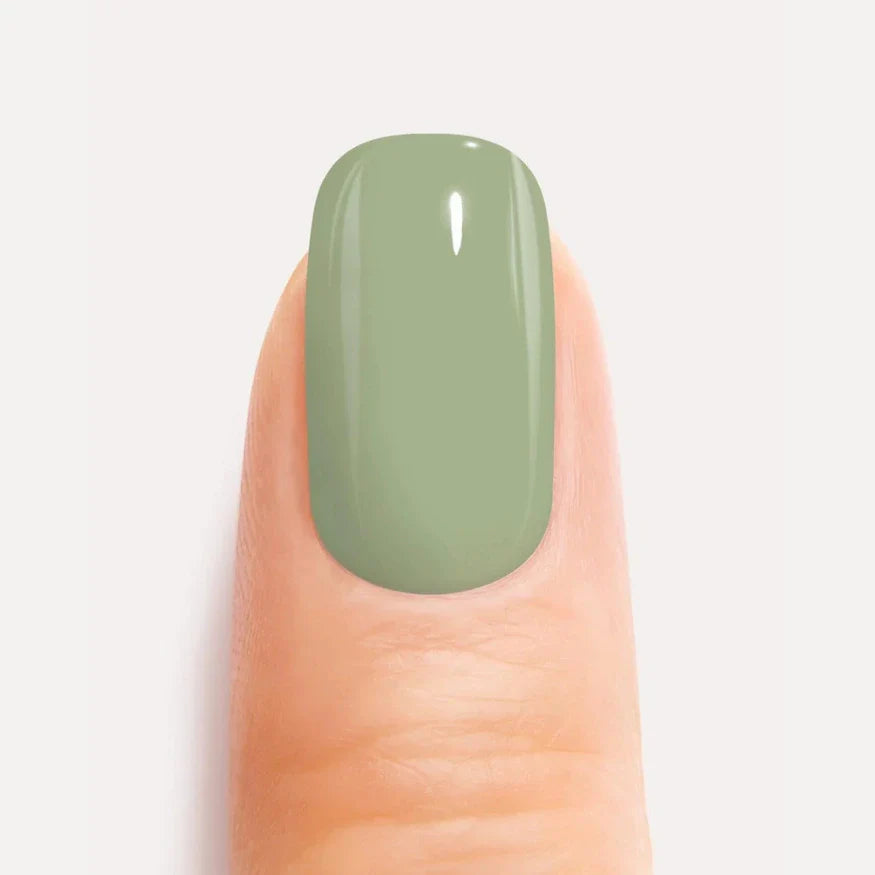 Pastel Green Gel Nail Strips Close Up