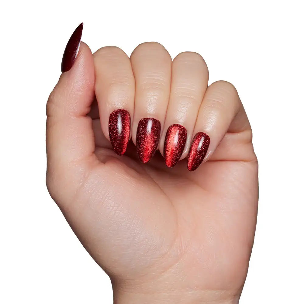 Chrome Glittery Red Gel Nail Strips Kit