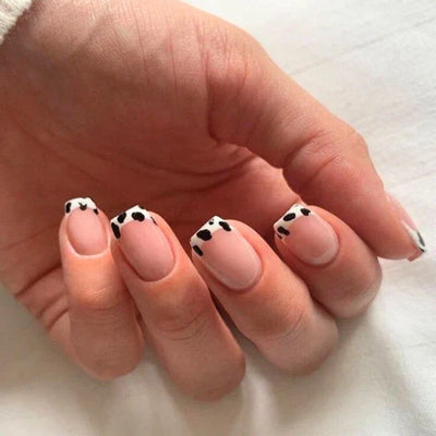 Spotted Pattern French Gel Nail Strips Kit