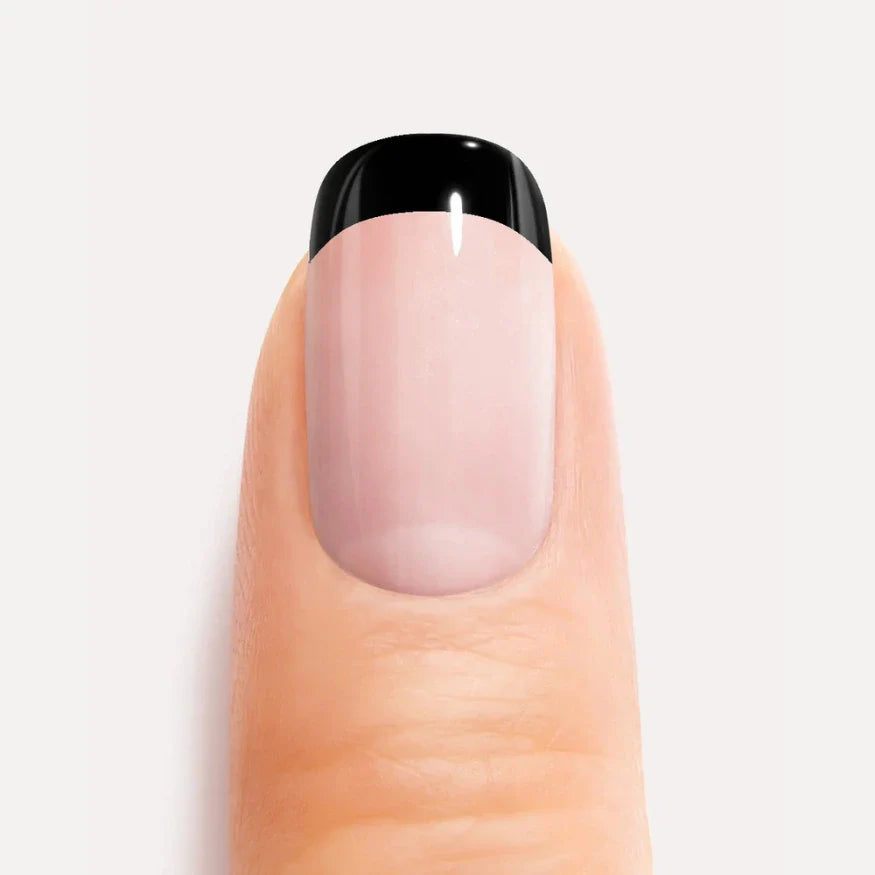 Black french gel nail strips closeup