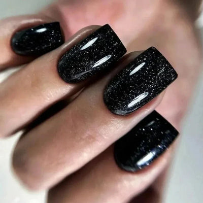 Black Glitter Gel Nail Strips Kit