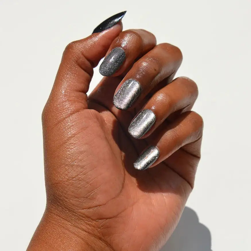 Black and Silver Gel Nail Strips Kit