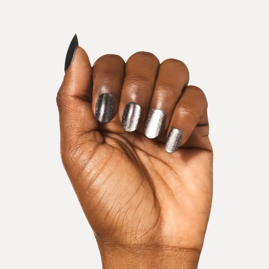Black and silver gel nail wraps