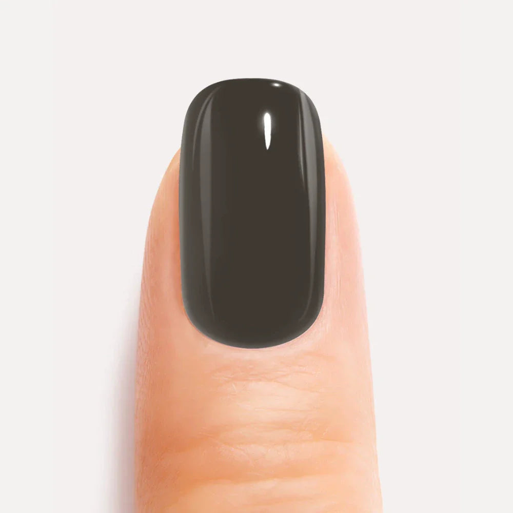 Drak taupe gel nail closeup