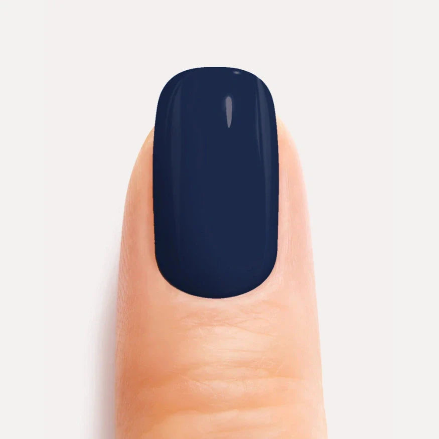 Night blue gel nail strips closeup